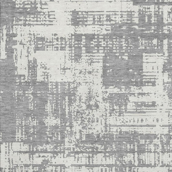 HomeRoots 10' Gray and Ivory Abstract Washable Area Rug - Durable, Stain Resistant, UV Protected for Family Spaces 671144