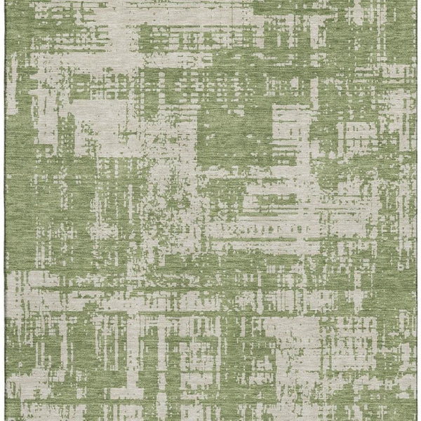 HomeRoots 8' X 10' Green & Beige Abstract Washable Area Rug - Modern, Durable, UV Protected for Busy Homes 671148