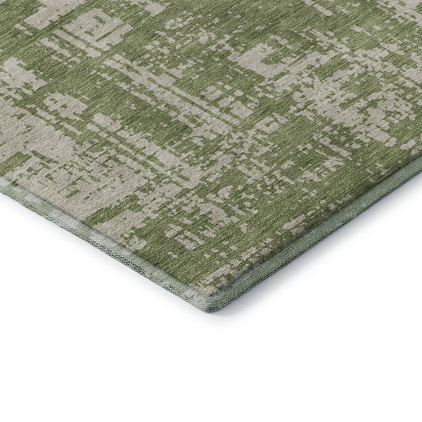 HomeRoots 9' X 12' Stylish Green & Beige Abstract Washable Area Rug with UV Protection for Busy Homes 671149