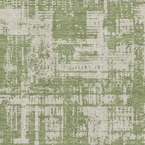 HomeRoots 9' X 12' Stylish Green & Beige Abstract Washable Area Rug with UV Protection for Busy Homes 671149