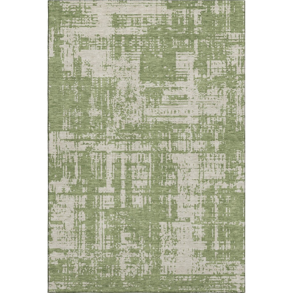 HomeRoots 10' X 14' Green & Beige Abstract Washable Area Rug with UV Protection for Kid & Pet-Friendly Spaces 671150