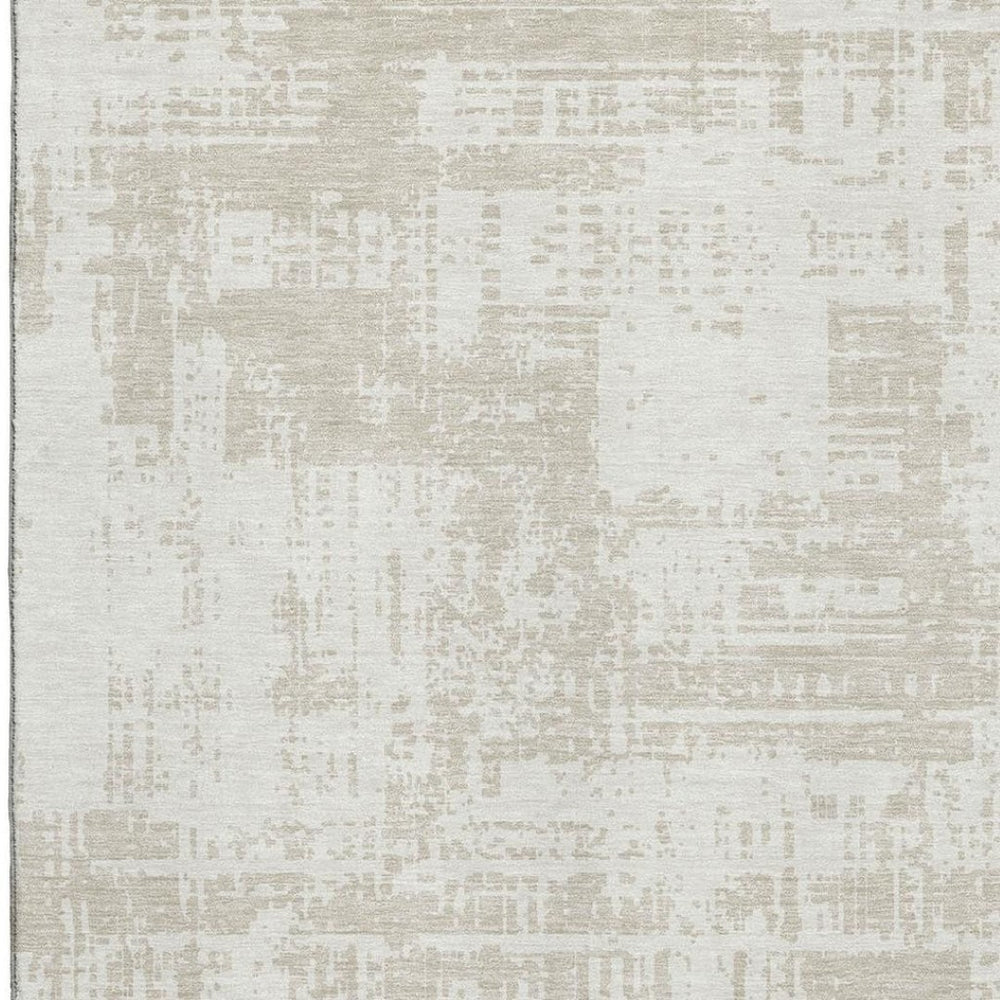 HomeRoots 5' X 8' Ivory And Beige Abstract Washable Area Rug – Stylish, Durable, Family-Friendly Indoor/Outdoor Solution 671152