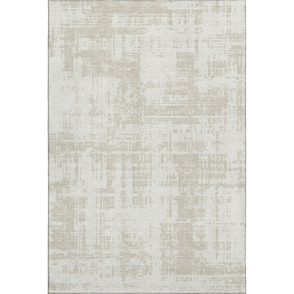 HomeRoots 10' X 14' Ivory and Beige Abstract Area Rug - Washable, UV Protected, Stylish & Durable for Homes 671156