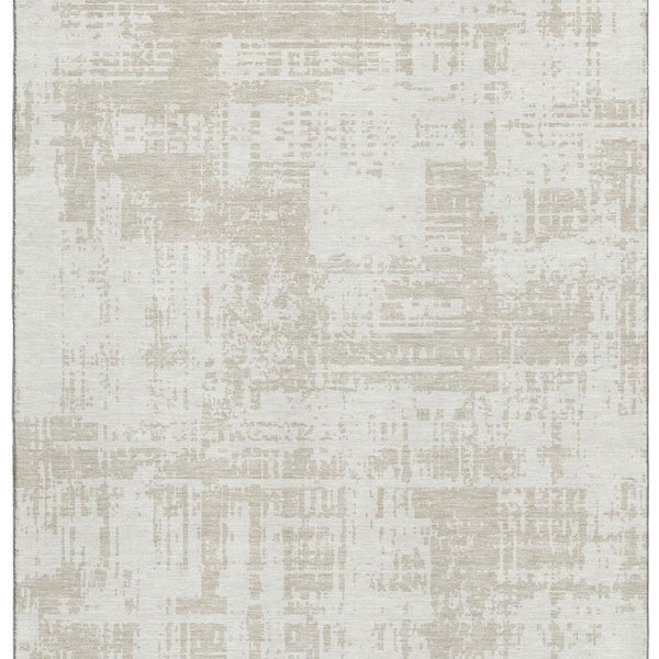 HomeRoots 10' X 14' Ivory and Beige Abstract Area Rug - Washable, UV Protected, Stylish & Durable for Homes 671156