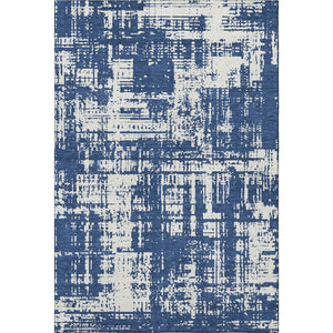 HomeRoots 5' X 8' Navy Blue & Ivory Abstract Area Rug - Stylish, Washable, UV-Protected for Busy Homes! 671158