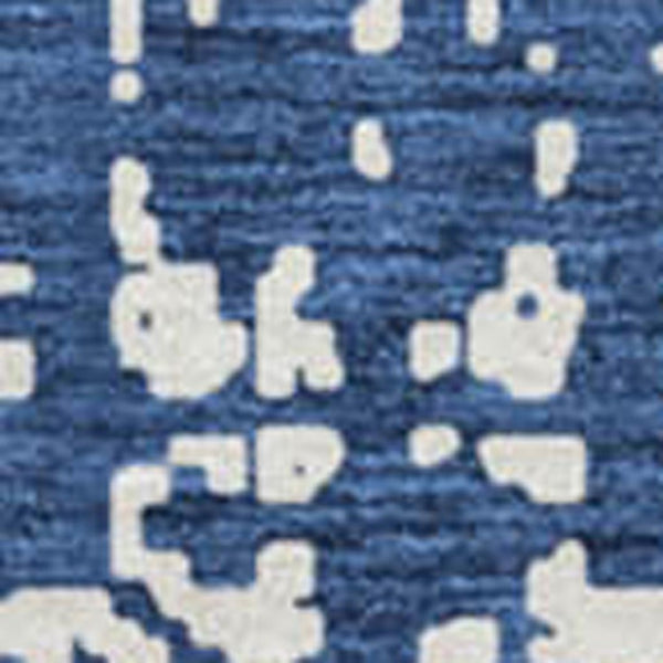 HomeRoots 8' Navy Blue and Ivory Abstract Round Rug - Washable, UV-Resistant, Durable, Modern Design for Homes 671159