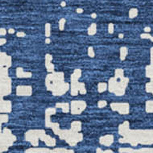 HomeRoots 8' Navy Blue and Ivory Abstract Round Rug - Washable, UV-Resistant, Durable, Modern Design for Homes 671159