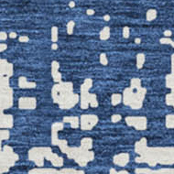 HomeRoots 8' Navy Blue and Ivory Abstract Round Rug - Washable, UV-Resistant, Durable, Modern Design for Homes 671159