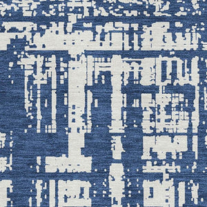 HomeRoots 8' X 10' Navy Blue & Ivory Abstract Washable Area Rug - Durable, UV Protected, Stylish for Homes 671160