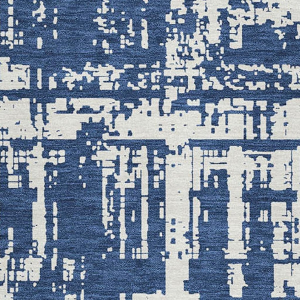 HomeRoots 10' X 14' Navy Blue And Ivory Abstract Area Rug - Washable, UV-Protected & Perfect for Busy Homes! 671162