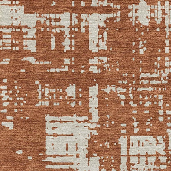 HomeRoots 9' X 12' Abstract Washable Area Rug in Rust and Beige - UV Protected, Stain Resistant, Easy Care! 671167