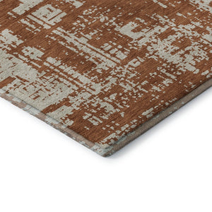 HomeRoots 10' X 14' Abstract Washable Area Rug in Rust & Beige – UV Protected, Stain-Resistant, Modern Design 671168