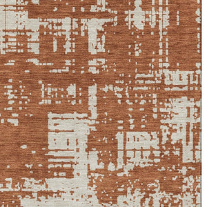 HomeRoots 10' X 14' Abstract Washable Area Rug in Rust & Beige – UV Protected, Stain-Resistant, Modern Design 671168