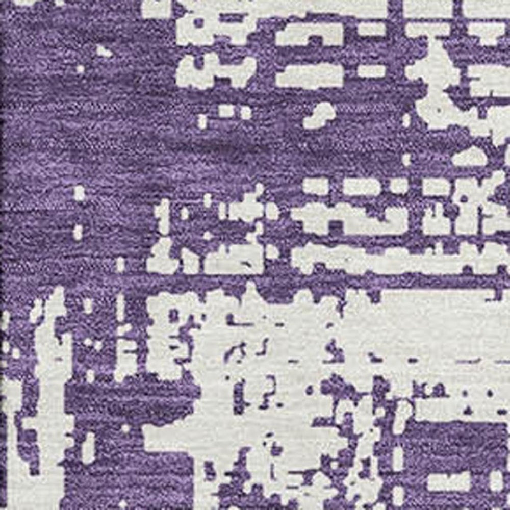 HomeRoots 5' X 8' Purple And Ivory Abstract Washable Area Rug – Stylish, Durable, UV Protected & Kid-Friendly 671170