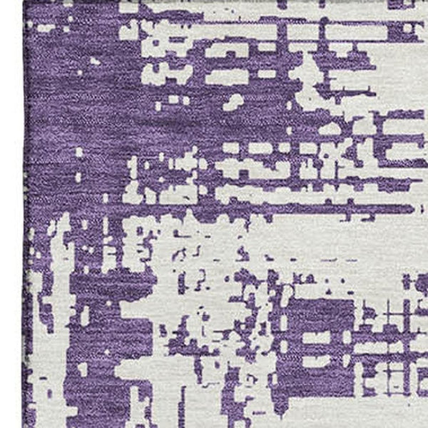 HomeRoots 5' X 8' Purple And Ivory Abstract Washable Area Rug – Stylish, Durable, UV Protected & Kid-Friendly 671170