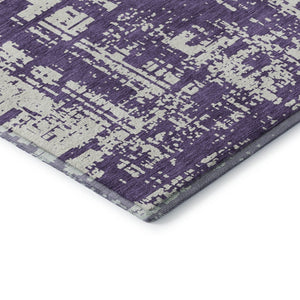 HomeRoots 8' Purple And Ivory Abstract Washable Round Rug – Durable, Stain-Resistant, UV-Protected Design! 671171