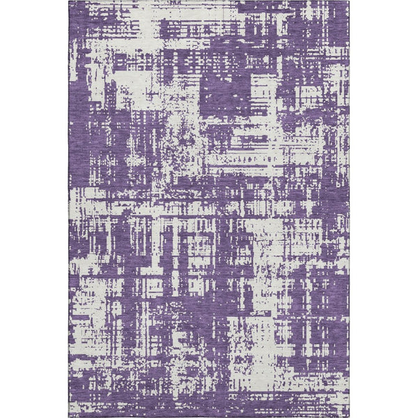 HomeRoots 8' X 10' Purple And Ivory Abstract Area Rug – Washable, Stain Resistant, Ideal for High-Traffic Spaces! 671172