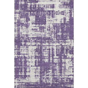 HomeRoots 8' X 10' Purple And Ivory Abstract Area Rug – Washable, Stain Resistant, Ideal for High-Traffic Spaces! 671172