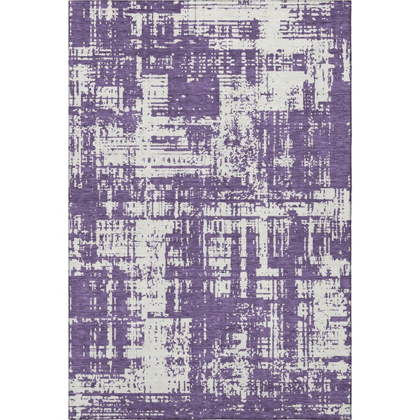 HomeRoots 9' X 12' Purple And Ivory Abstract Area Rug – Washable, Durable, UV-Resistant for Modern Living Spaces 671173