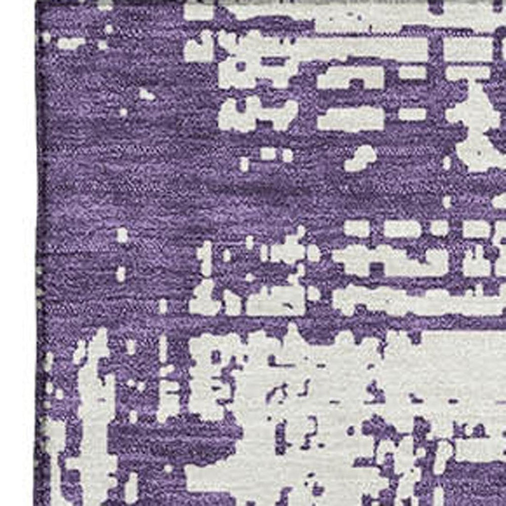 HomeRoots 10' X 14' Purple And Ivory Abstract Area Rug - Stylish, Washable, Stain-Resistant, UV Protected Design! 671174