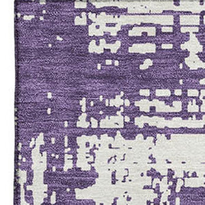 HomeRoots 10' X 14' Purple And Ivory Abstract Area Rug - Stylish, Washable, Stain-Resistant, UV Protected Design! 671174