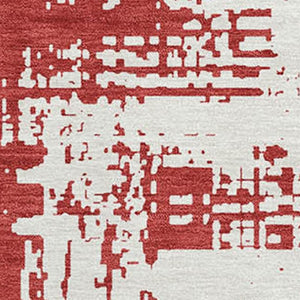 HomeRoots 8' X 10' Red And Ivory Abstract Washable Area Rug – Durable, Stylish, Stain-Resistant & UV Protected! 671178