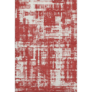 HomeRoots 9' X 12' Red And Ivory Washable Area Rug - Stylish, Durable, UV-Protected for Modern Living Spaces 671179