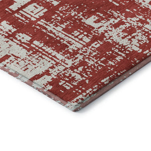 HomeRoots 9' X 12' Red And Ivory Washable Area Rug - Stylish, Durable, UV-Protected for Modern Living Spaces 671179