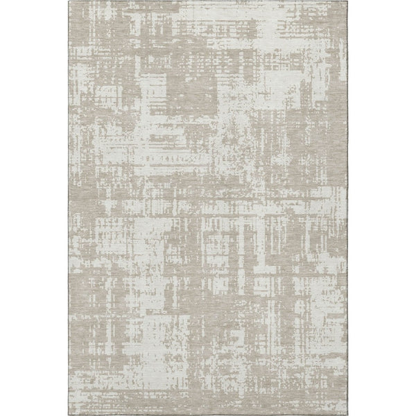 HomeRoots 5' X 8' Taupe and Beige Abstract Area Rug - Washable, UV Protected, Stylish, and Durable for Homes 671182