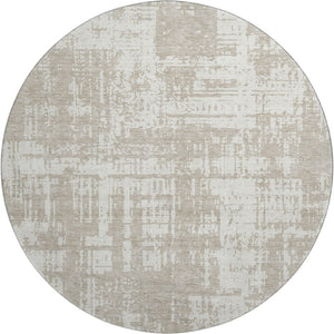 HomeRoots 8' Taupe and Beige Abstract Washable Round Rug - Stylish, Durable, UV-Protected, Easy Care! 671183