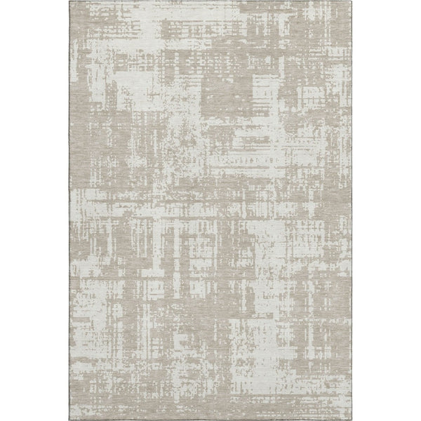 HomeRoots 9' X 12' Taupe And Beige Abstract Area Rug - Washable, UV Protected, Stylish & Durable for Any Room 671185