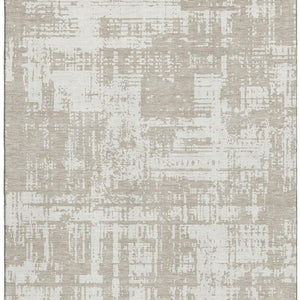 HomeRoots 9' X 12' Taupe And Beige Abstract Area Rug - Washable, UV Protected, Stylish & Durable for Any Room 671185