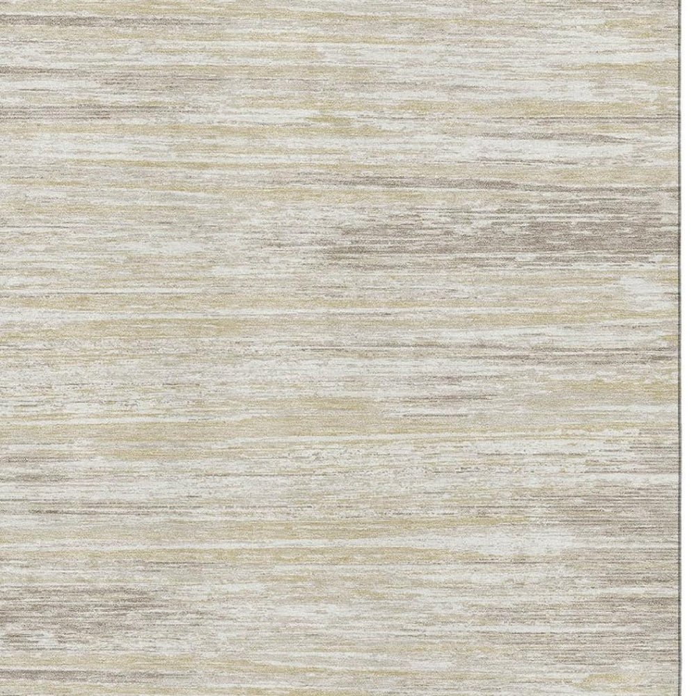 HomeRoots 5' X 8' Beige and Ivory Striped Washable Area Rug - Durable, Stain Resistant, UV Protected Elegance 671188