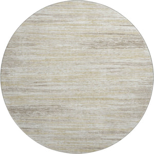 HomeRoots 8' Beige Striped Round Rug – Washable, UV-Protected, Durable for Homes with Kids & Pets, 8ft Design 671189