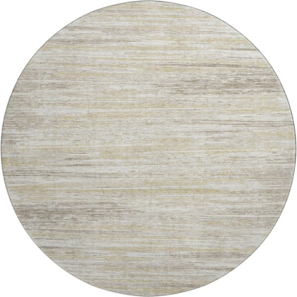 HomeRoots 8' Beige Striped Round Rug – Washable, UV-Protected, Durable for Homes with Kids & Pets, 8ft Design 671189
