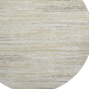 HomeRoots 8' Beige Striped Round Rug – Washable, UV-Protected, Durable for Homes with Kids & Pets, 8ft Design 671189