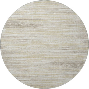 HomeRoots 8' Beige Striped Round Rug – Washable, UV-Protected, Durable for Homes with Kids & Pets, 8ft Design 671189