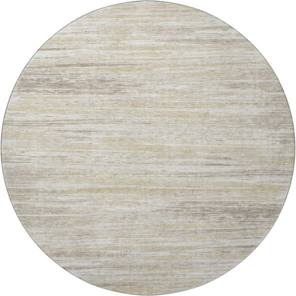 HomeRoots 8' Beige Striped Round Rug – Washable, UV-Protected, Durable for Homes with Kids & Pets, 8ft Design 671189