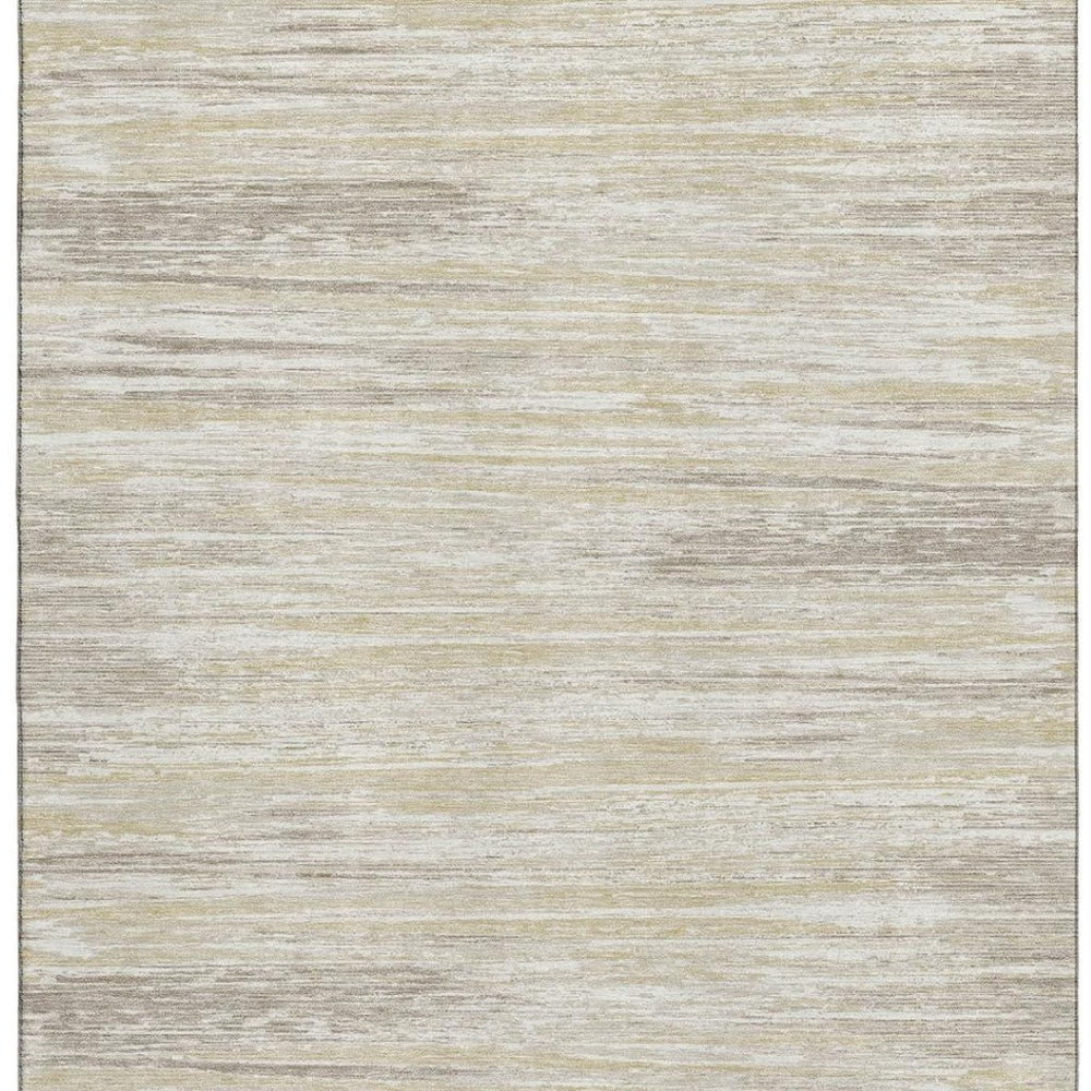 HomeRoots 8' X 10' Beige and Ivory Striped Area Rug - Washable, UV-Protected, Durable for Busy Homes & Style 671190