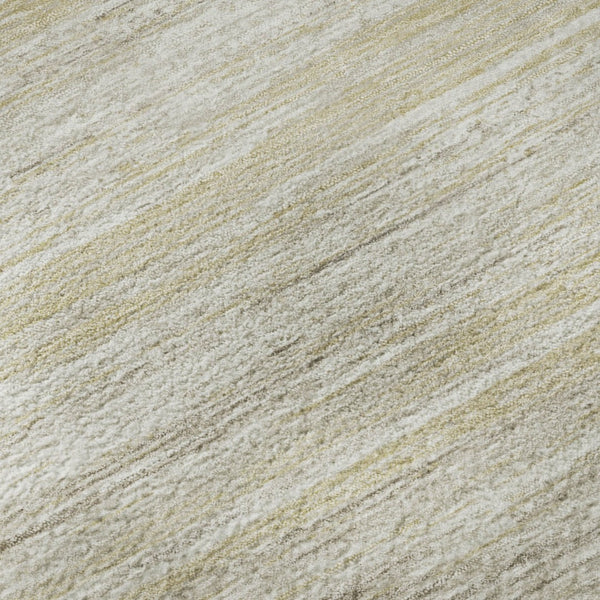 HomeRoots 9' X 12' Washable Beige & Ivory Striped Area Rug - UV Protected, Stain Resistant for High Traffic Areas 671191