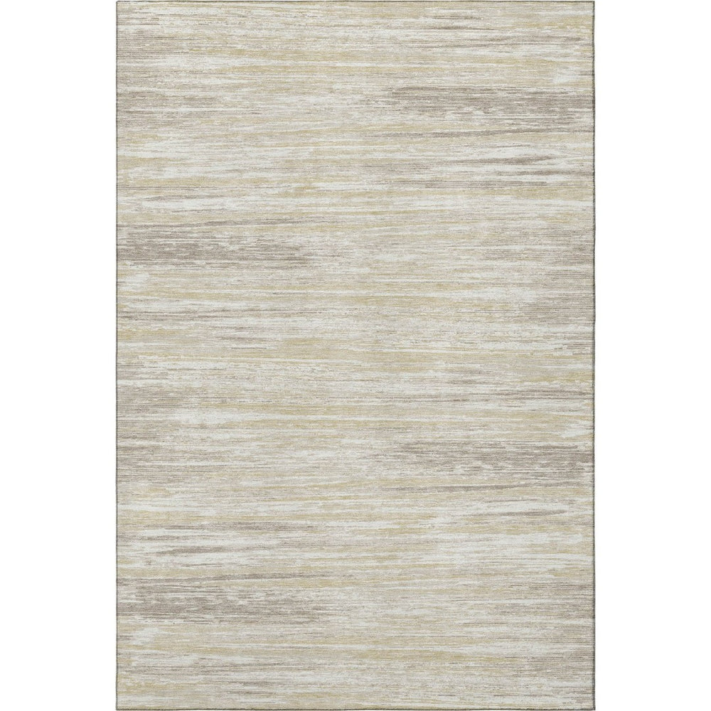 HomeRoots 9' X 12' Washable Beige & Ivory Striped Area Rug - UV Protected, Stain Resistant for High Traffic Areas 671191