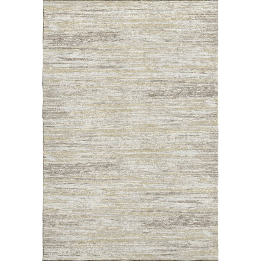 HomeRoots 10' X 14' Beige and Ivory Striped Washable Area Rug - Durable, Stain Resistant & UV Protected Design 671192