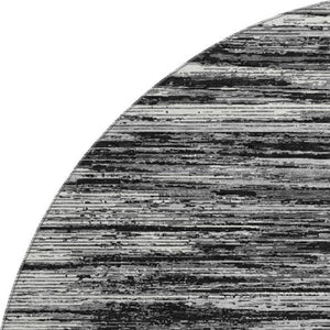 HomeRoots 8' Black and Ivory Striped Washable Round Rug - Durable, Stylish, and UV-Resistant for Every Space 671195