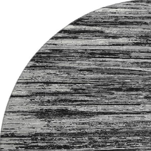 HomeRoots 8' Black and Ivory Striped Washable Round Rug - Durable, Stylish, and UV-Resistant for Every Space 671195
