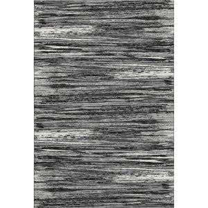 HomeRoots 8' X 10' Black And Ivory Striped Area Rug - Durable, Washable, UV-Protected for High-Traffic Spaces 671196