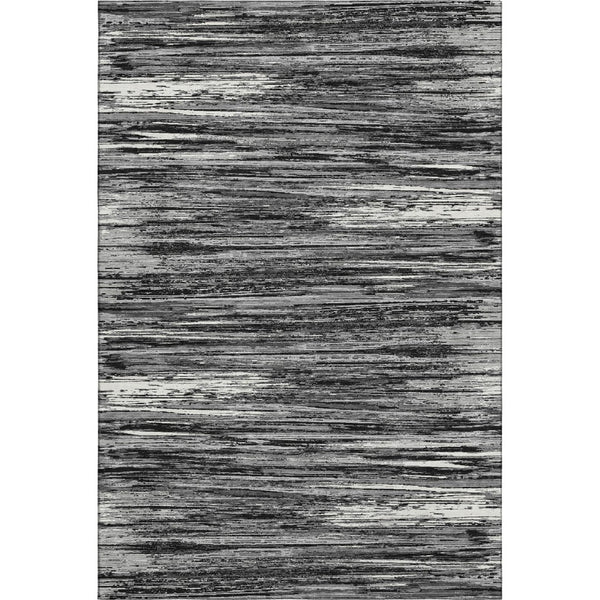 HomeRoots 8' X 10' Black And Ivory Striped Area Rug - Durable, Washable, UV-Protected for High-Traffic Spaces 671196