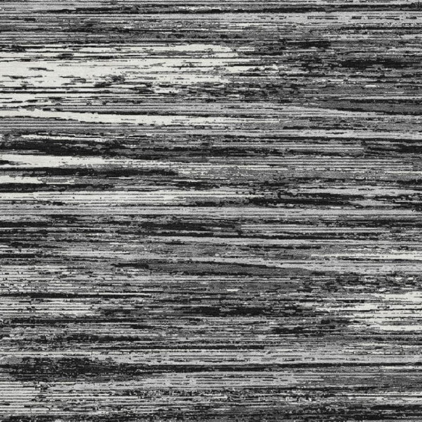 HomeRoots 8' X 10' Black And Ivory Striped Area Rug - Durable, Washable, UV-Protected for High-Traffic Spaces 671196