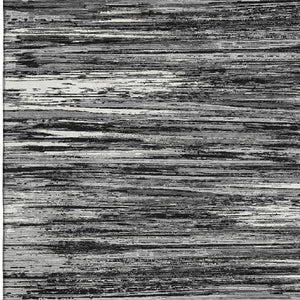 HomeRoots 9' X 12' Black And Ivory Striped Area Rug - Washable, UV Protected, Stain Resistant for High-Traffic Spaces 671197