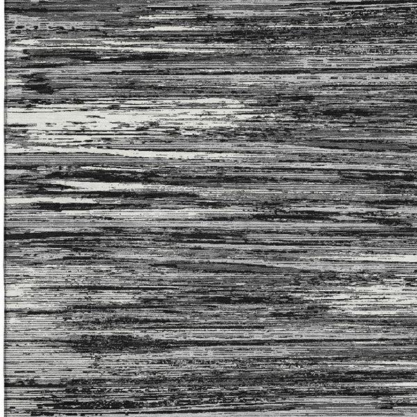 HomeRoots 9' X 12' Black And Ivory Striped Area Rug - Washable, UV Protected, Stain Resistant for High-Traffic Spaces 671197