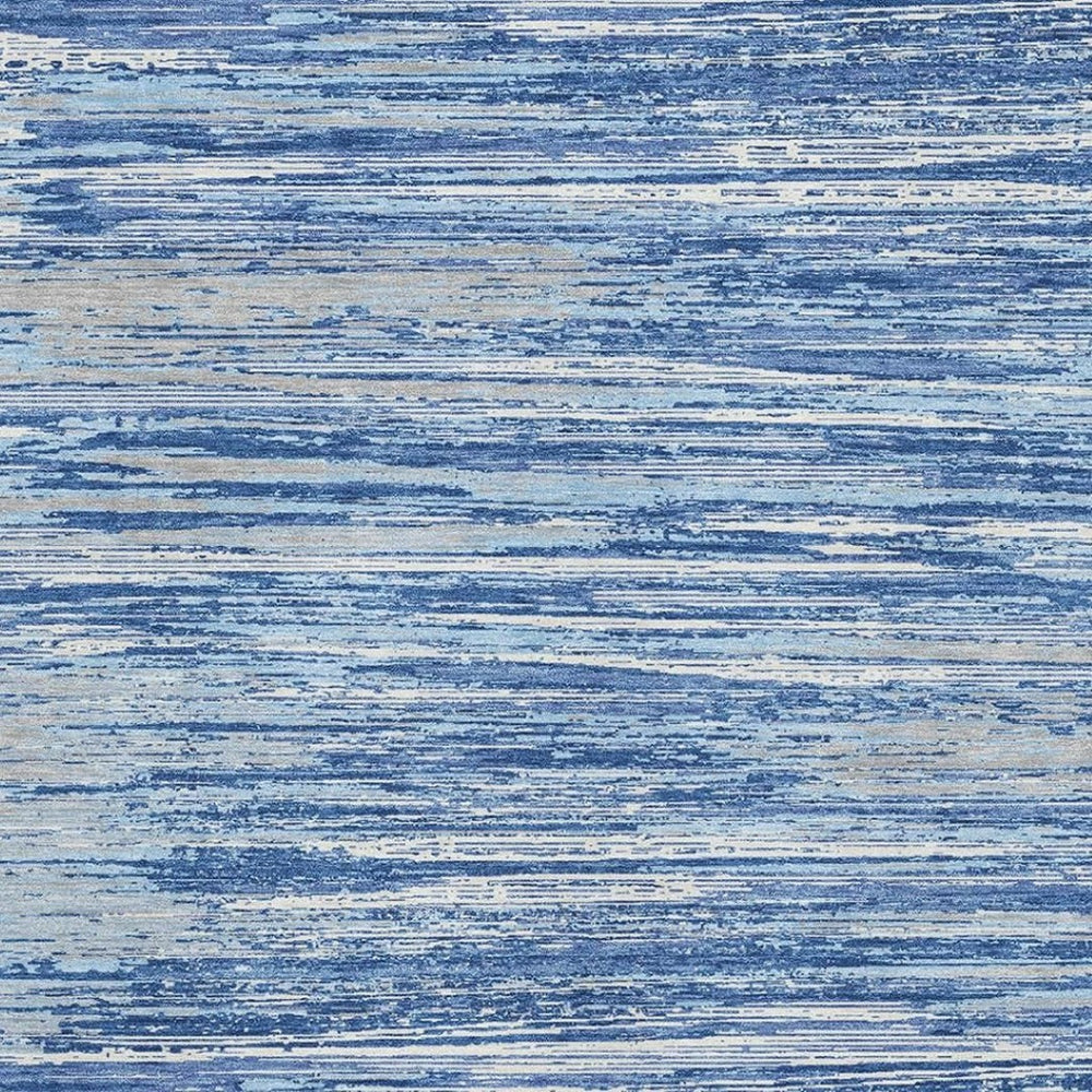 HomeRoots 5' X 8' Washable Striped Area Rug in Blue, Ivory & Gray – Stain Resistant with UV Protection! 671200